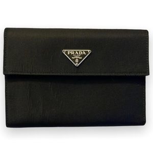 PRADA Tri-Fold Black Leather Clutch Wallet